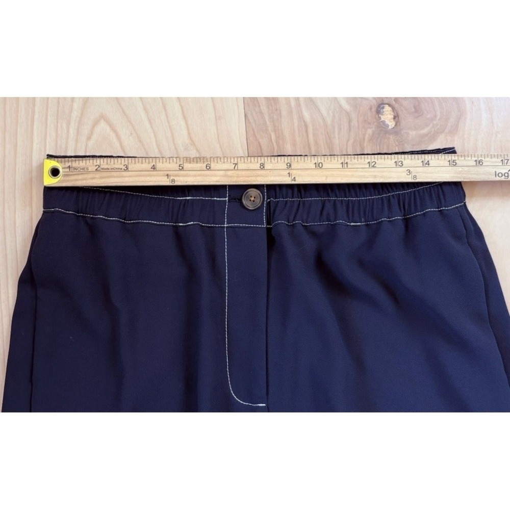 J.Crew Pull-on Crop Pant 365 Crepe Sailor Wide Leg Navy Blue Coastal Size 10 - Picture 9 of 10